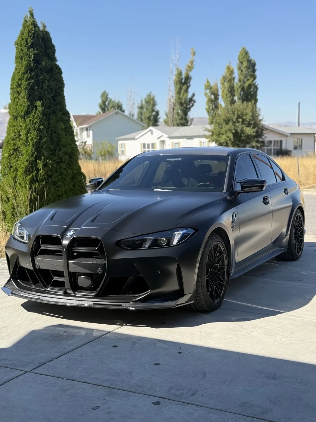Matte black BMW widebody color change wrap by Summit Wraps Utah