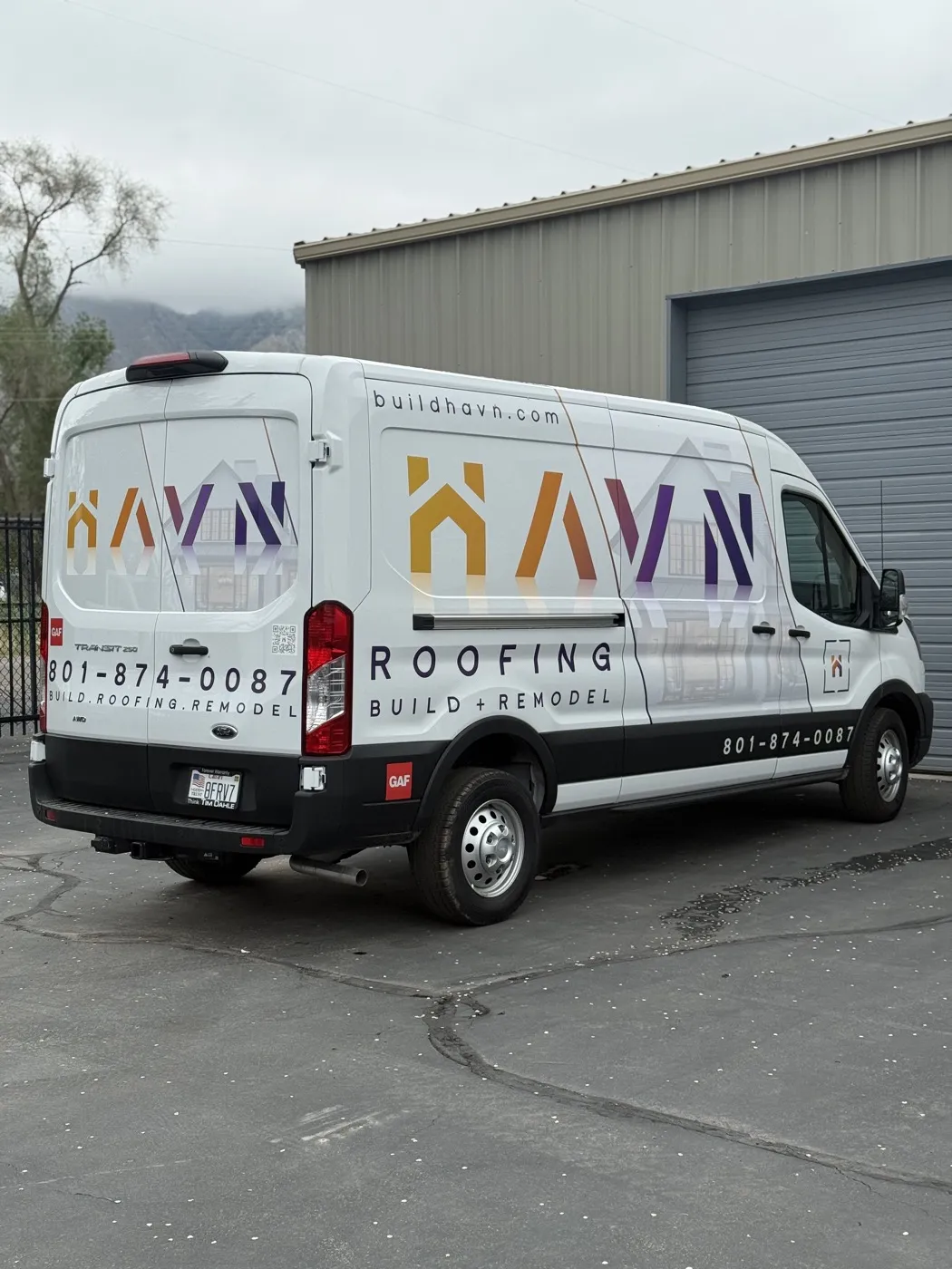 Havn Roofing Transit van wrap delivering daily impressions - Summit Wraps Utah